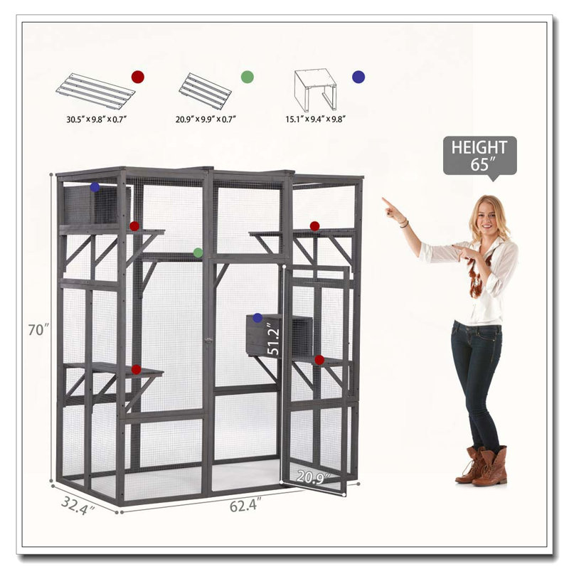Très grande cage à chat avec structure durable pour le confort des animaux