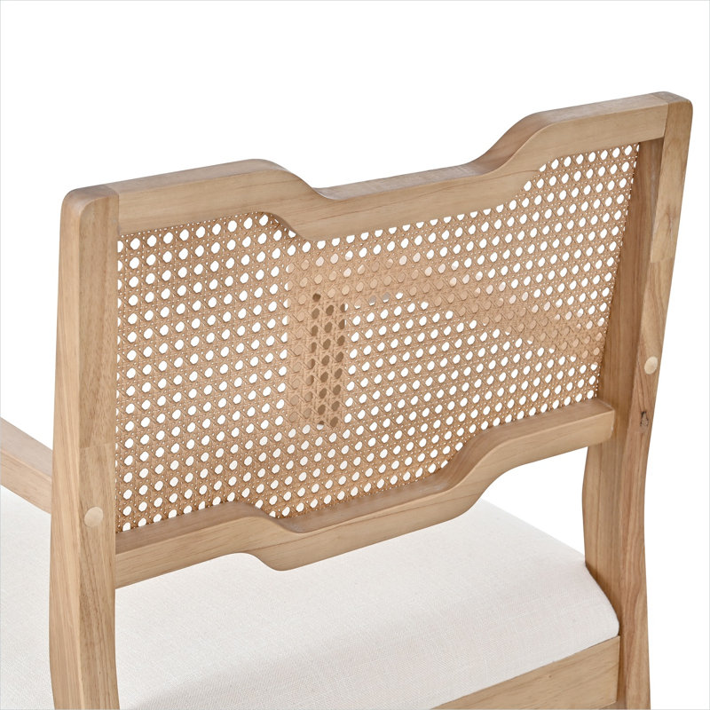 Ensemble de 2 fauteuils style campagne Mid-Century, dossier en rotin, finition beige, 22,64 W