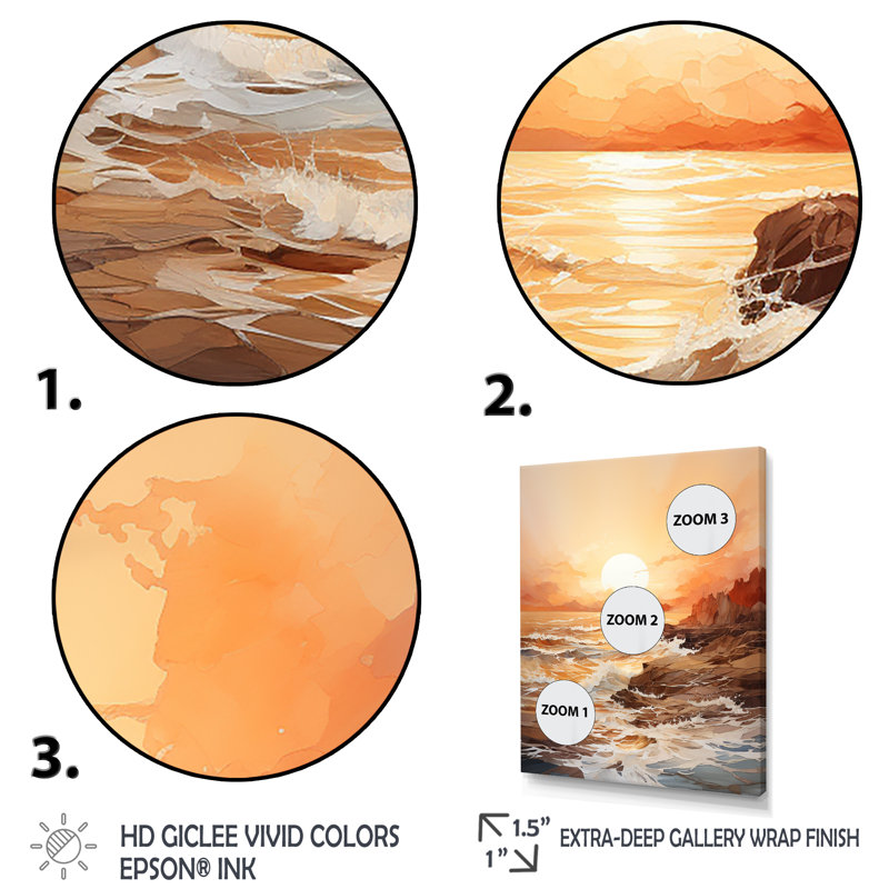 «Viesville Sunrise on the Beach», reproduction sur toile, Cadre photo noir, H 20 po x l 12 po x P 1 po