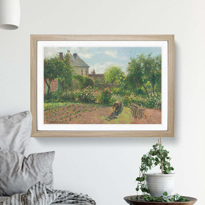 Garden at Eragny by Camille Pissarro - Framed Print, 48cm H x 65cm W x 2cm D, Oak Framed