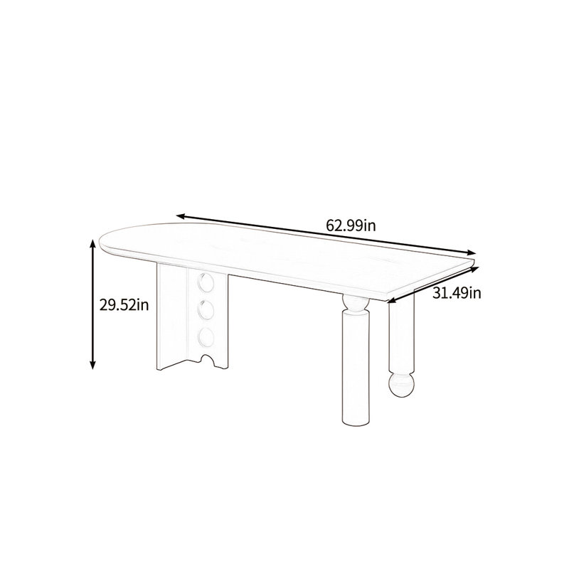 Creative solid wood dining table, 29.52"H x 62.99"L x 31.49"W