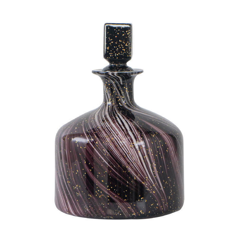 Pot d'apothicaire en verre Chyana noir / blanc / or, H 13 po x l 8,9 po x P 8,9 po