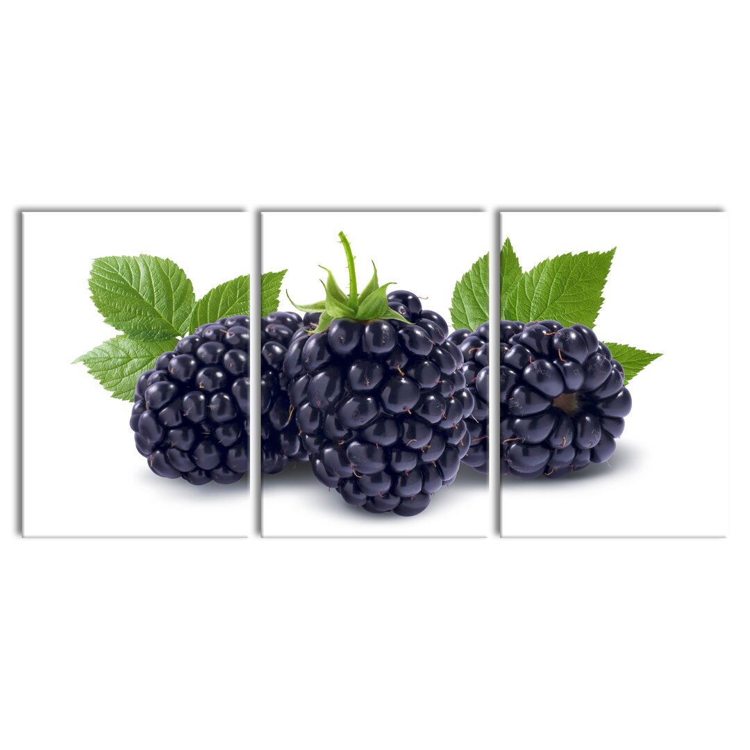 3-tlg. Leinwandbilder-Set Leckere Brombeeren