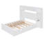 Lit double en bois avec armoire tout-en-un, tablette et prises, lit gigogne simple, blanc