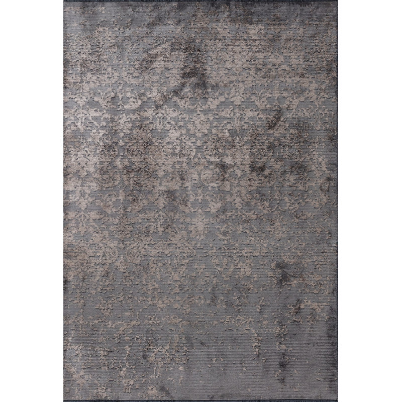 Gray Taupe Toile Luxury Area Rug, Rectangle 7'10" x 11'2"