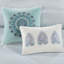 Literie 8 pièces en coton bleu grand - réversible avec motif géométrique, taies décoratives européennes, édredon lavable à la machine, imprimé médaillon en plusieurs couleurs,-120945361-120945358