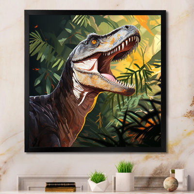 Grey And Green Dinosaur Call I - Dinosaurwall Art