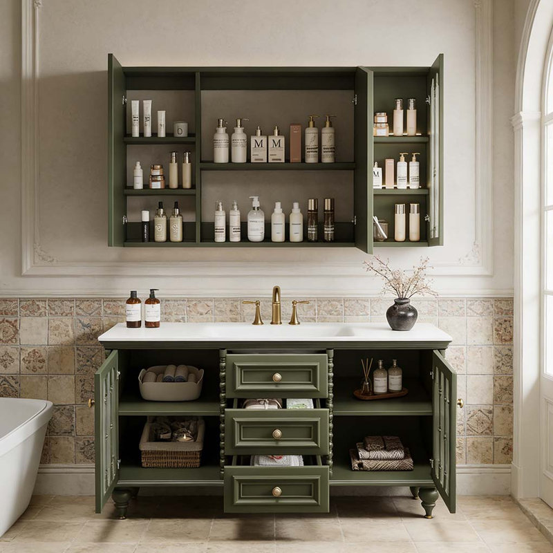 Meuble-lavabo à grande capacité de style français