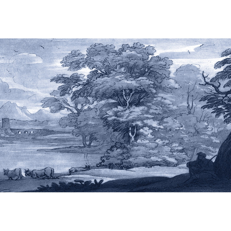 Pastoral Toile II by Claude Lorrain - Painting Print, Black Floater Framed, 32cm H x 48cm W