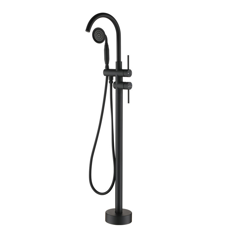 Robinet de baignoire à poignée double, Noir mat
