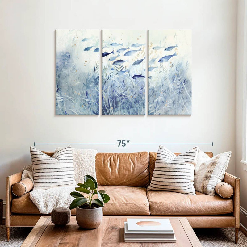 Brampt Blue School Of Fish, 36" H x 57" W