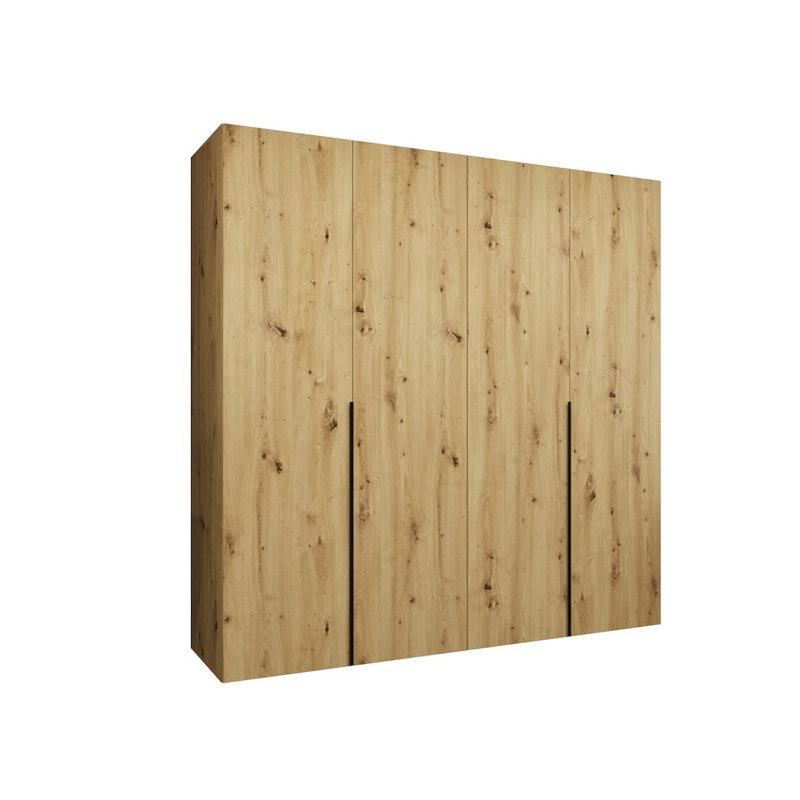 Blina 4 Door Manufactured Wood Wardrobe, Oak Artisan