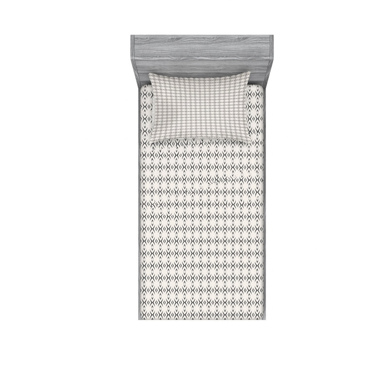 Microfiber Geometric Sheet Set, Twin Sheet Set with Fitted Sheet