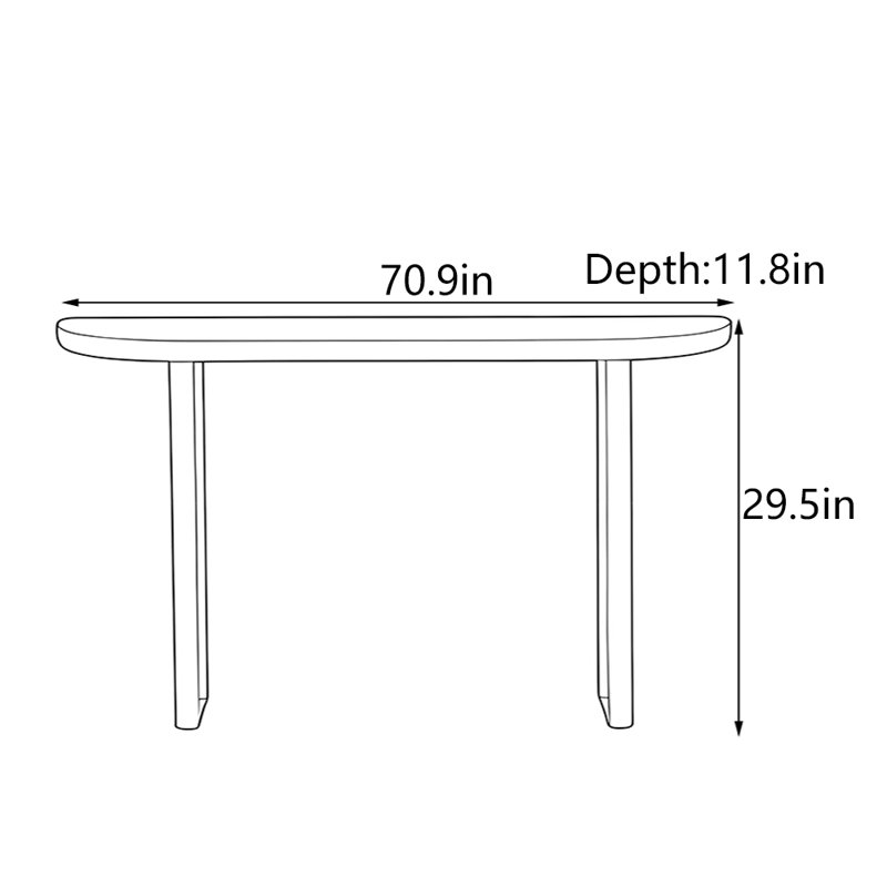 Console Modern Minimalist, Noir, H 29,5 po x l 70,9 po x P 11,8 po