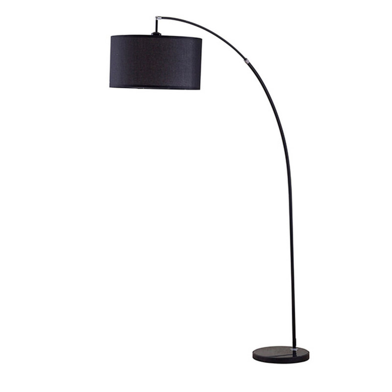 Lampe sur pied arquée 86 po Sanel, Noir, Noir
