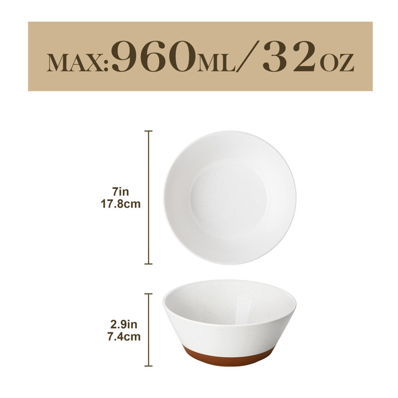 3-Piece 960ml Sesame Glaze Stoneware Cereal Bowl Set