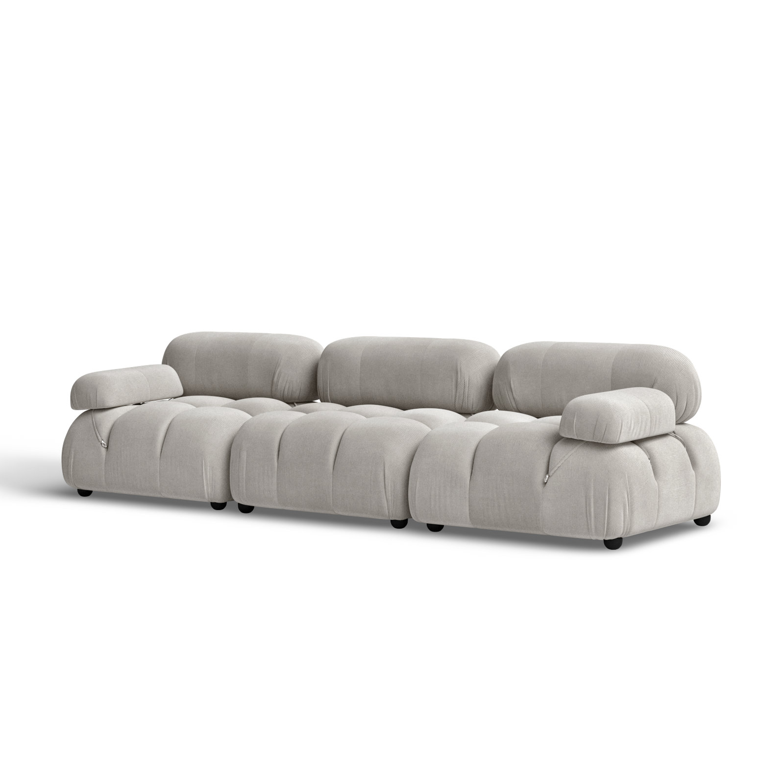 Sigma Upholstered Sofa, Pebble Gray Corduroy, 27.5" H x 109.5" W x 36" D, 3