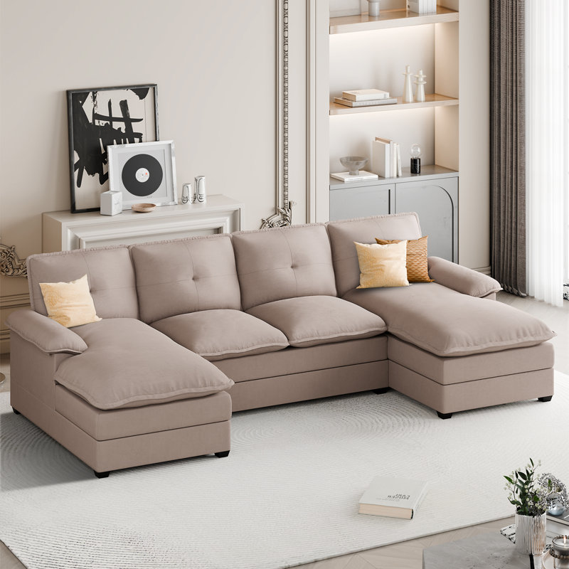 Mendham 3 - Piece Upholstered Sectional, Light Brown 