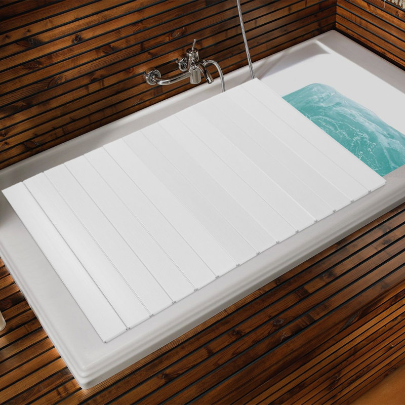Couvercle de baignoire autoportant Stinec chiffre, H 0,26 po x l 59,05 po x P 31,5 po, Blanc