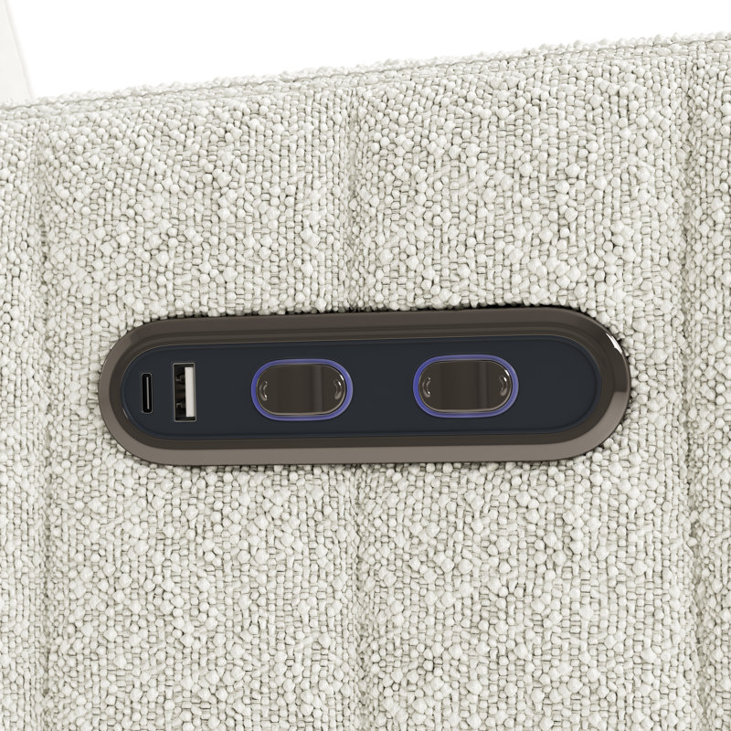 Fauteuil oscillant inclinable électrique pivotant très grand avec charge USB de Kyoto, Bouclé ivoire