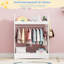 Kids Wardrobe Closet with Mirror and Storage Space, Open Hanging Armoire Closet-1608725978