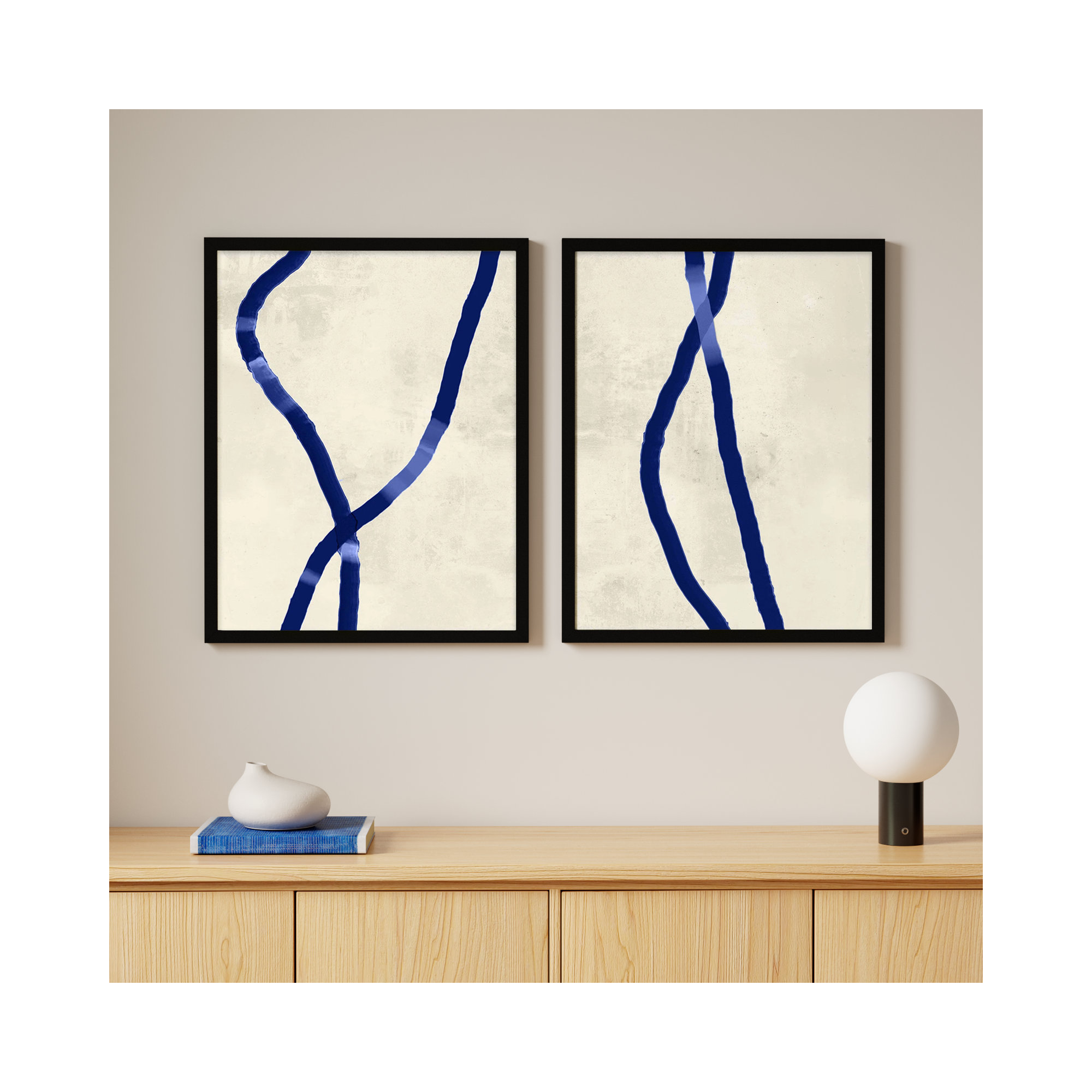 Blue Rope by Jacques Pilon, 30" H x 48" W x 1.25" D, Black Framed