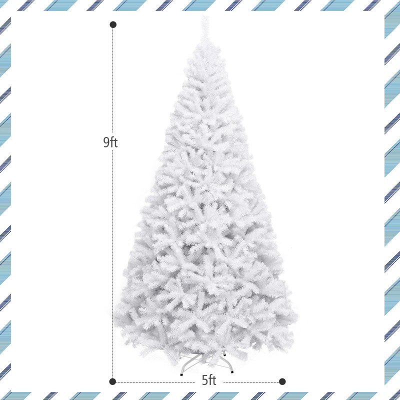 Arbre de Noël artificiel blanc en PVC avec support, H 9 pi