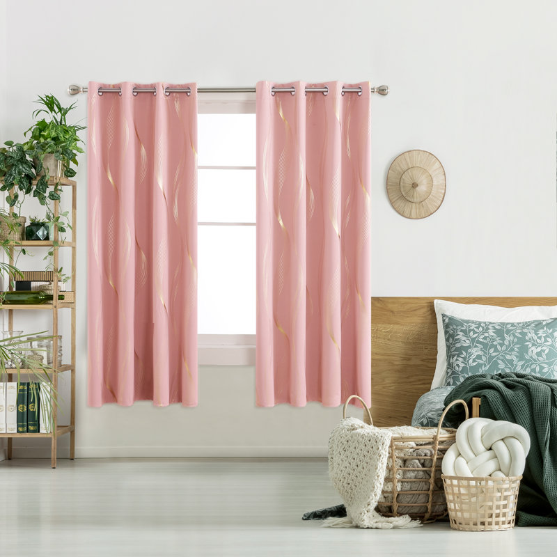 Maisonet Blackout Curtain Pair, Coral Pink, 168cm Width x 183cm Drop