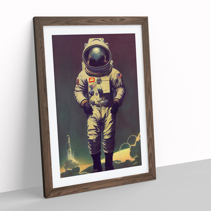 Brilliant Astronaut - Single Picture Frame Print, 46cm H x 34cm W x 2cm D, Walnut
