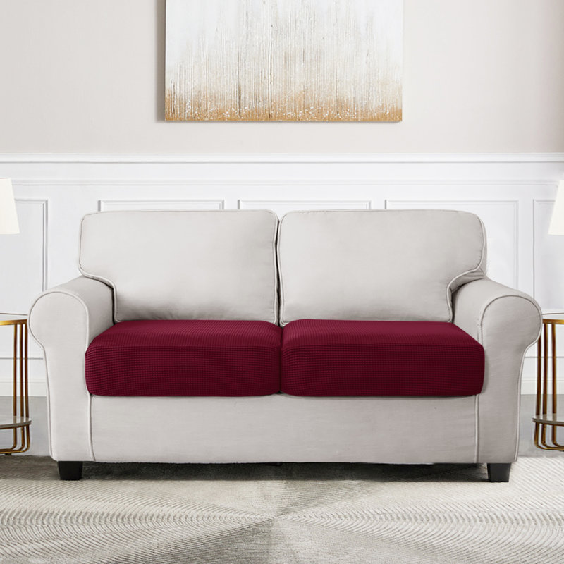 Housse pour causeuse à coussins carrés texturés, Mélange de polyester vin
