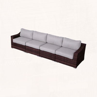Spacious 4-Person Wicker Sectional – No Assembly Required