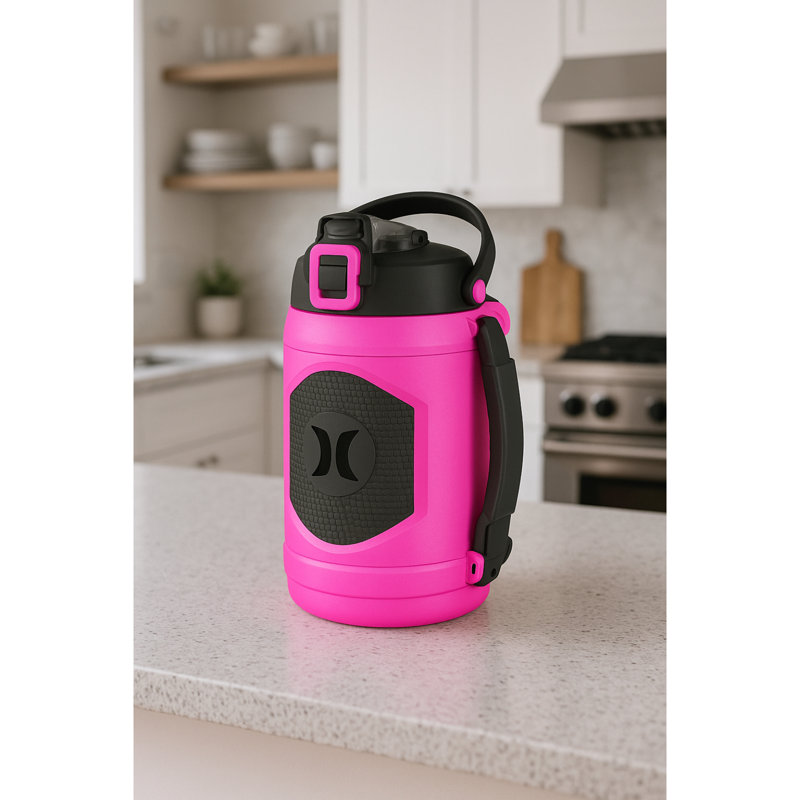 Cruche d'eau noire avec poignée Hurley 67Oz, Noir / Rose