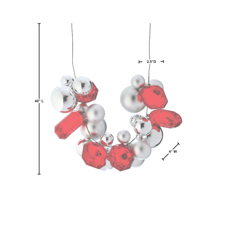 40" Red and Clear Christmas Ball Ornament Garland