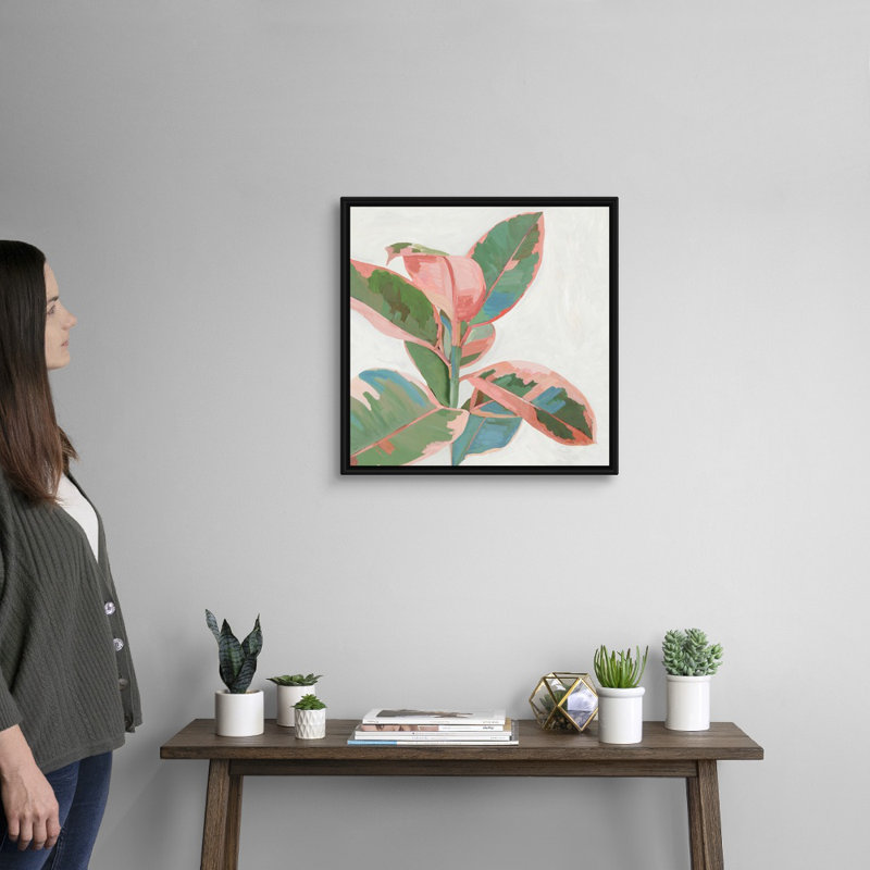 «Pink Ficus I», art mural sur toile, Toile encadrée noire, H 22 po x l 22 po