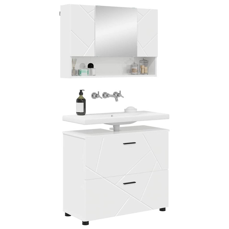 Bathroom Storage Furniture Set, High Gloss White
