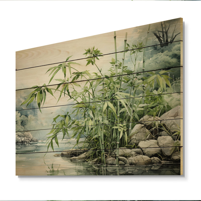 Larbi China Art Bamboo Serenity sur impression sur bois, H 10 po x l 20 po x P 0,78 po