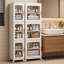 3 Tier Plastic Folding Stackable Storage Cabinet Set with Adjustable Shelves, Magnetic Doors and Wheels, 81QT and 126QT