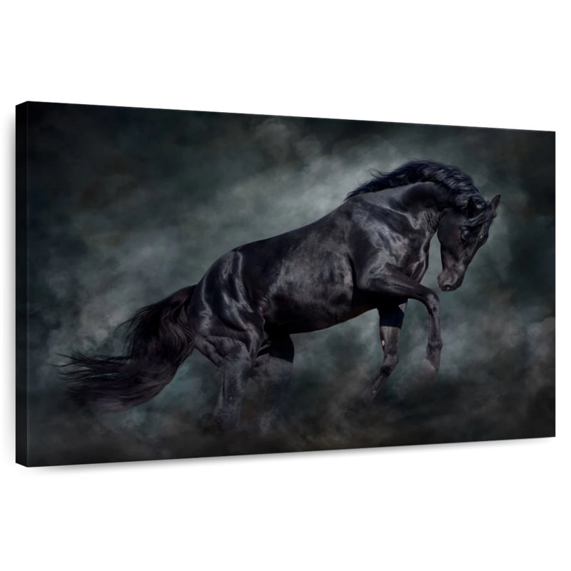 Brampt Prancing Black Horse, 34" H x 51" W