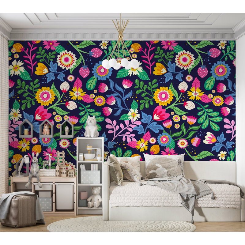 Premium Wallpaper Wall Mural - Floral Pattern Design, 120" L x 180" W