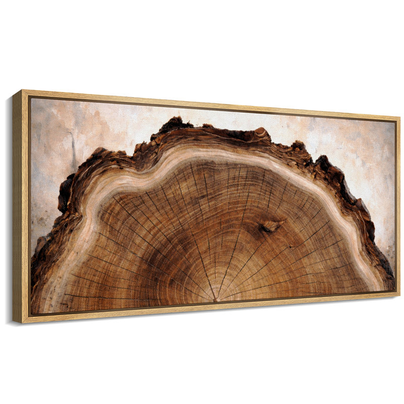 Rustic Tree Ring Natural Slice, décoration murale pour salon, très grandes photos, impression sur toile encadrée, Naturel