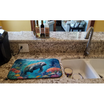 Manatee and Coral Reefs Dish Drying Mat