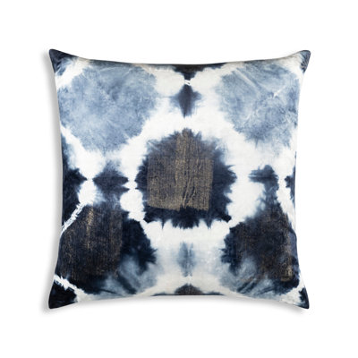Coussin décoratif en velours bleu marine et doré Cloud9 Design indigo pour canapé, lit et salon