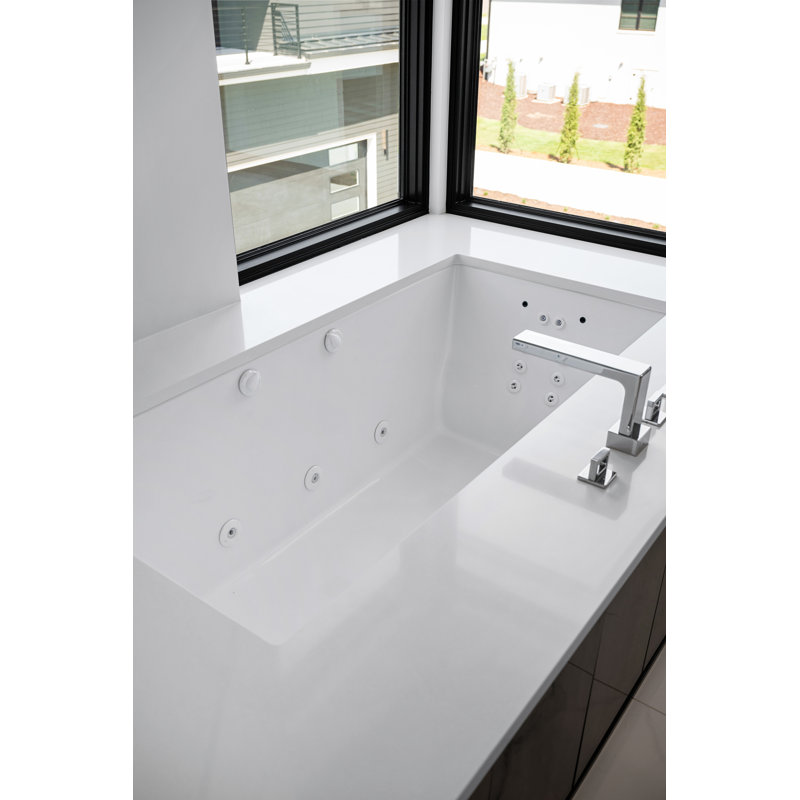 Melissa 66'' x 36'' Whirlpool Acrylic Bathtub, White, Satin Chrome