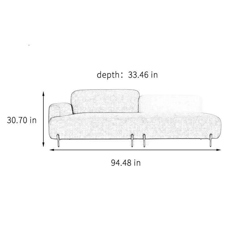 Chaise longue simple de loisirs, Orienté à gauche (vu de face)