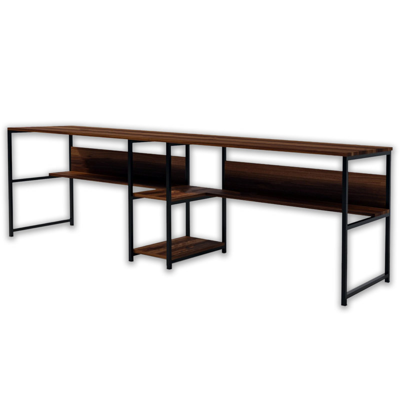 Bureau double pour 2 personnes, Noyer / noir