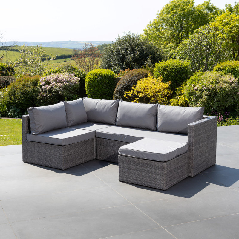 Della Grey Sectional Ourdoor Corner Sofa & Stool