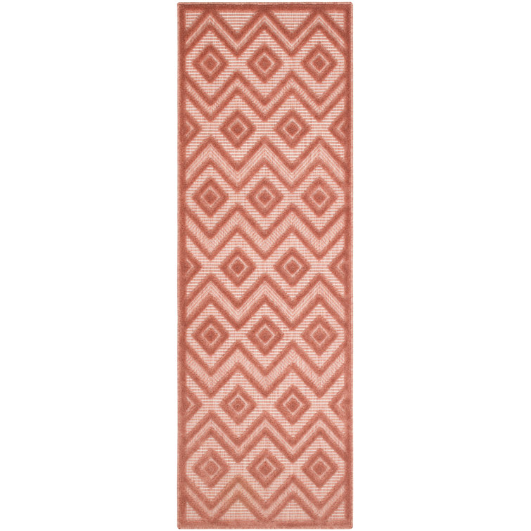 Foundry Select Versatile Diamond Coral/Orange Indoor/Outdoor Area Rug