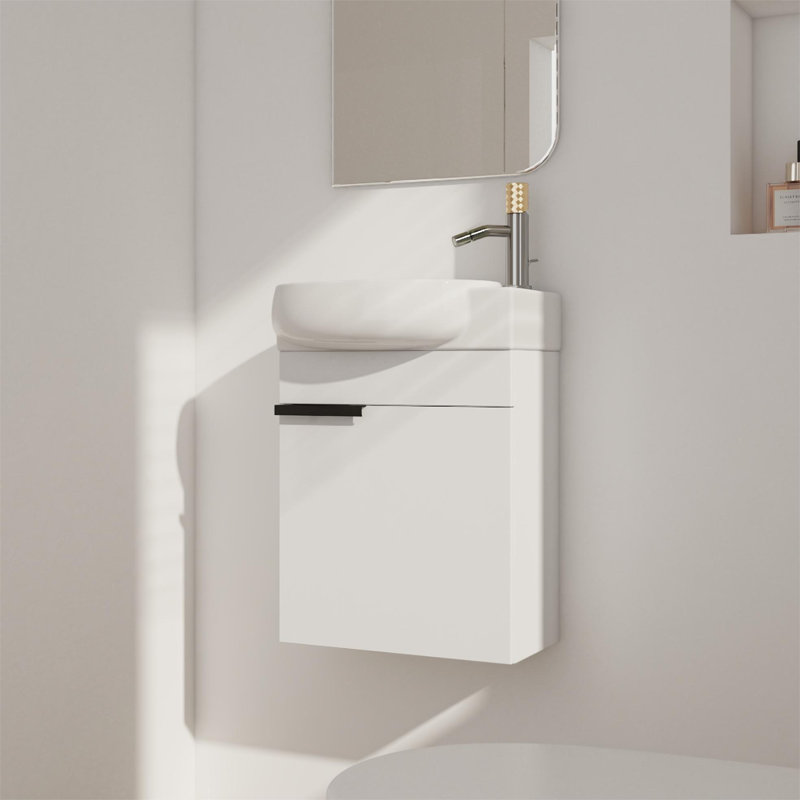 Meuble-lavabo simple 16,8 po avec comptoir, Blanc