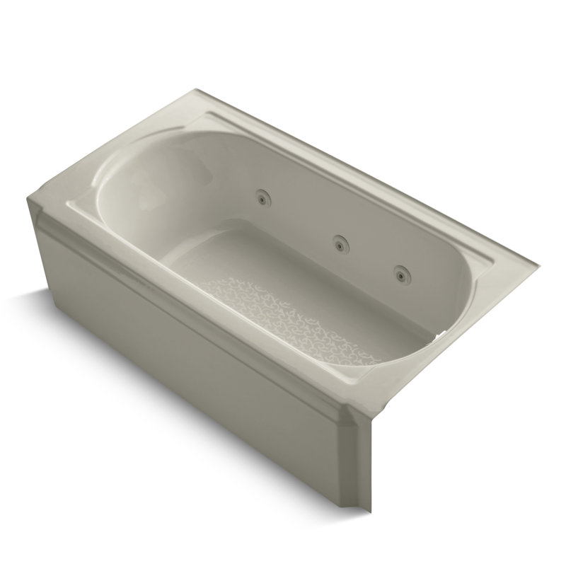 Memoirs 60" x 33.75" Alcove Whirpool Cast Iron Bathtub with Heater, Sandbar
