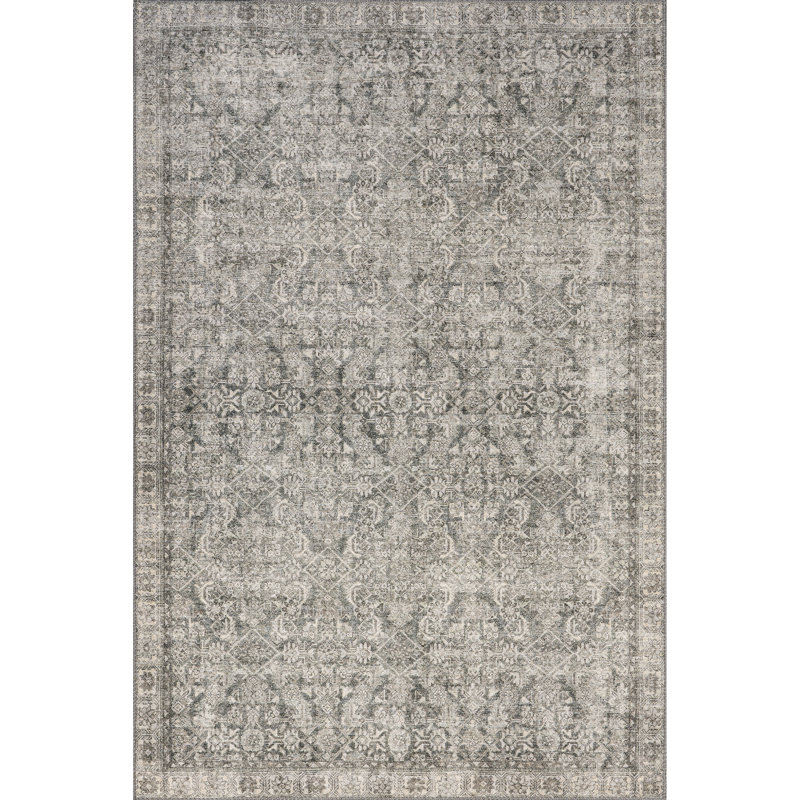 Jeccica Distressed Vintage Medallion Jute Blend Polyester Area Rug, Rectangle 5' x 8'